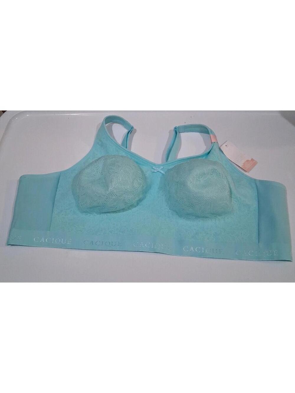 Nwt Cacique Cotton Unlined Full Lcoverage Bra No Wire 52C Blue Lace